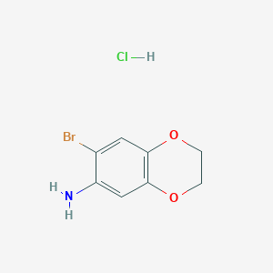 molecular formula C8H9BrClNO2 B2383776 7-Bromo-2,3-dihydro-1,4-benzodioxin-6-amine hydrochloride CAS No. 297757-46-1