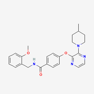 molecular formula C25H28N4O3 B2383783 N-(2-methoxybenzyl)-4-((3-(4-methylpiperidin-1-yl)pyrazin-2-yl)oxy)benzamide CAS No. 1251612-33-5