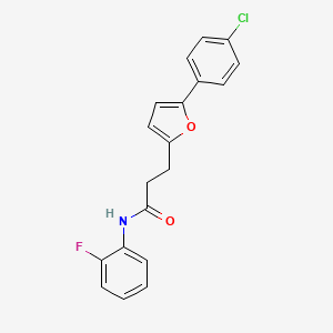 molecular formula C19H15ClFNO2 B2383784 3-(5-(4-chlorophenyl)furan-2-yl)-N-(2-fluorophenyl)propanamide CAS No. 853311-67-8