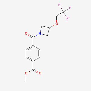 molecular formula C14H14F3NO4 B2383855 Methyl 4-[3-(2,2,2-trifluoroethoxy)azetidine-1-carbonyl]benzoate CAS No. 2034246-17-6
