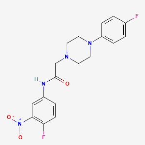 molecular formula C18H18F2N4O3 B2383856 N-(4-fluoro-3-nitrophenyl)-2-[4-(4-fluorophenyl)piperazino]acetamide CAS No. 882749-29-3
