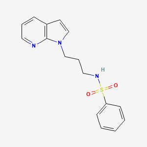 molecular formula C16H17N3O2S B2383866 N-(3-(1H-pyrrolo[2,3-b]pyridin-1-yl)propyl)benzenesulfonamide CAS No. 1797062-30-6