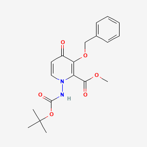 molecular formula C19H22N2O6 B2383868 Methyl 3-(benzyloxy)-1-((tert-butoxycarbonyl)amino)-4-oxo-1,4-dihydropyridine-2-carboxylate CAS No. 2136287-59-5