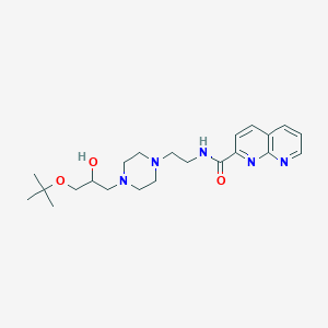 molecular formula C22H33N5O3 B2383927 N-(2-(4-(3-(tert-butoxy)-2-hydroxypropyl)piperazin-1-yl)ethyl)-1,8-naphthyridine-2-carboxamide CAS No. 2034534-83-1