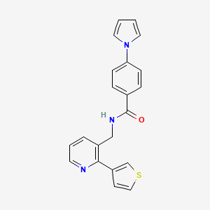 molecular formula C21H17N3OS B2383943 4-(1H-pyrrol-1-yl)-N-((2-(thiophen-3-yl)pyridin-3-yl)methyl)benzamide CAS No. 2034433-70-8