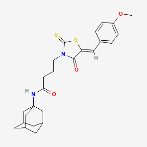 molecular formula C25H30N2O3S2 B2383949 N-(ADAMANTAN-1-YL)-4-[(5Z)-5-[(4-METHOXYPHENYL)METHYLIDENE]-4-OXO-2-SULFANYLIDENE-1,3-THIAZOLIDIN-3-YL]BUTANAMIDE CAS No. 303101-72-6