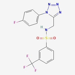 molecular formula C15H11F4N5O2S B2383991 N-((1-(4-fluorophenyl)-1H-tetrazol-5-yl)methyl)-3-(trifluoromethyl)benzenesulfonamide CAS No. 942000-37-5