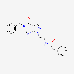 molecular formula C23H23N5O2 B2383997 N-(2-(5-(2-methylbenzyl)-4-oxo-4,5-dihydro-1H-pyrazolo[3,4-d]pyrimidin-1-yl)ethyl)-2-phenylacetamide CAS No. 922117-62-2