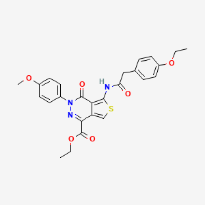 B2384011 Ethyl 5-(2-(4-ethoxyphenyl)acetamido)-3-(4-methoxyphenyl)-4-oxo-3,4-dihydrothieno[3,4-d]pyridazine-1-carboxylate CAS No. 851952-39-1