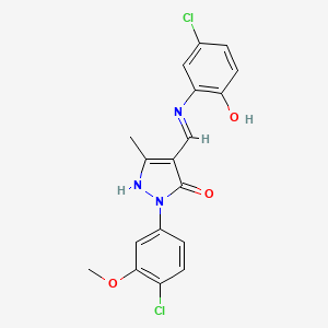 4-[(5-Chloro-2-hydroxyphenyl)iminomethyl]-2-(4-chloro-3-methoxyphenyl)-5-methyl-1H-pyrazol-3-one