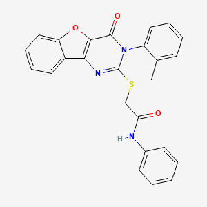 2-((4-oxo-3-(o-tolyl)-3,4-dihydrobenzofuro[3,2-d]pyrimidin-2-yl)thio)-N-phenylacetamide