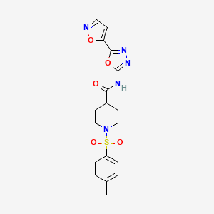 N-(5-(isoxazol-5-yl)-1,3,4-oxadiazol-2-yl)-1-tosylpiperidine-4-carboxamide