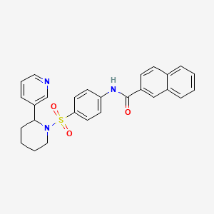 molecular formula C27H25N3O3S B2384052 N-(4-{[2-(pyridin-3-yl)piperidin-1-yl]sulfonyl}phenyl)naphthalene-2-carboxamide CAS No. 393834-78-1