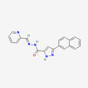 molecular formula C20H15N5O B2384079 3-(2-naphthyl)-N'-(2-pyridinylmethylene)-1H-pyrazole-5-carbohydrazide CAS No. 307320-97-4