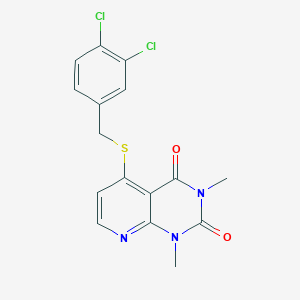 molecular formula C16H13Cl2N3O2S B2384085 5-[(3,4-Dichlorophenyl)methylsulfanyl]-1,3-dimethylpyrido[2,3-d]pyrimidine-2,4-dione CAS No. 899988-50-2