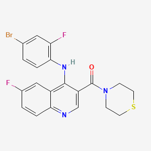 molecular formula C20H16BrF2N3OS B2384087 (4-((4-Bromo-2-fluorophenyl)amino)-6-fluoroquinolin-3-yl)(thiomorpholino)methanone CAS No. 1358886-49-3