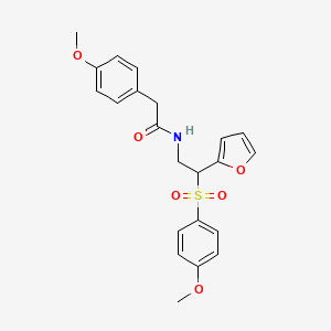 molecular formula C22H23NO6S B2384094 N-(2-(furan-2-yl)-2-((4-methoxyphenyl)sulfonyl)ethyl)-2-(4-methoxyphenyl)acetamide CAS No. 946264-76-2
