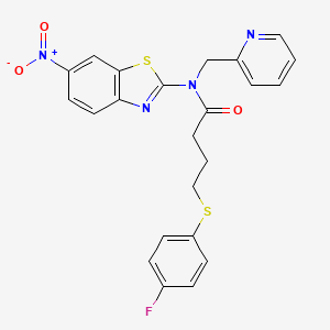 molecular formula C23H19FN4O3S2 B2384101 4-((4-fluorophenyl)thio)-N-(6-nitrobenzo[d]thiazol-2-yl)-N-(pyridin-2-ylmethyl)butanamide CAS No. 941966-73-0
