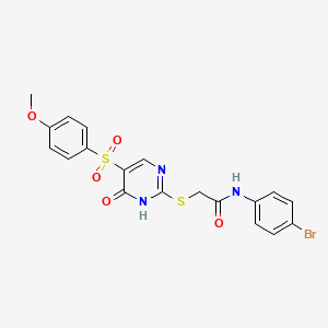 molecular formula C19H16BrN3O5S2 B2384149 N-(4-bromophenyl)-2-({5-[(4-methoxyphenyl)sulfonyl]-6-oxo-1,6-dihydropyrimidin-2-yl}sulfanyl)acetamide CAS No. 1223967-63-2