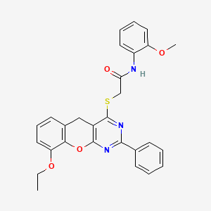 2-[(9-ethoxy-2-phenyl-5H-chromeno[2,3-d]pyrimidin-4-yl)sulfanyl]-N-(2-methoxyphenyl)acetamide