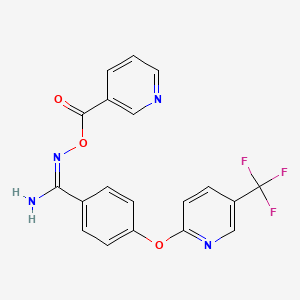 (E)-[amino(4-{[5-(trifluoromethyl)pyridin-2-yl]oxy}phenyl)methylidene]amino pyridine-3-carboxylate