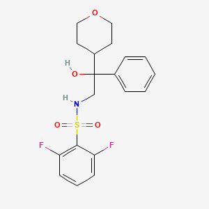 2,6-difluoro-N-(2-hydroxy-2-phenyl-2-(tetrahydro-2H-pyran-4-yl)ethyl)benzenesulfonamide