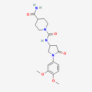 N1-(1-(3,4-dimethoxyphenyl)-5-oxopyrrolidin-3-yl)piperidine-1,4-dicarboxamide