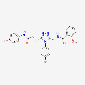N-[[4-(4-bromophenyl)-5-[2-(4-fluoroanilino)-2-oxoethyl]sulfanyl-1,2,4-triazol-3-yl]methyl]-2-methoxybenzamide
