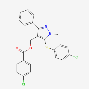 {5-[(4-chlorophenyl)sulfanyl]-1-methyl-3-phenyl-1H-pyrazol-4-yl}methyl 4-chlorobenzenecarboxylate