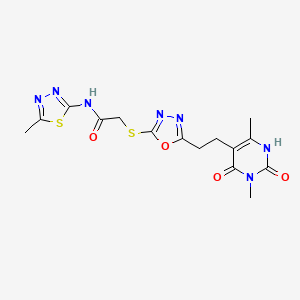 2-((5-(2-(3,6-dimethyl-2,4-dioxo-1,2,3,4-tetrahydropyrimidin-5-yl)ethyl)-1,3,4-oxadiazol-2-yl)thio)-N-(5-methyl-1,3,4-thiadiazol-2-yl)acetamide