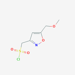 molecular formula C6H8ClNO4S B2384222 [5-(Methoxymethyl)-1,2-oxazol-3-yl]methanesulfonyl chloride CAS No. 1483990-11-9