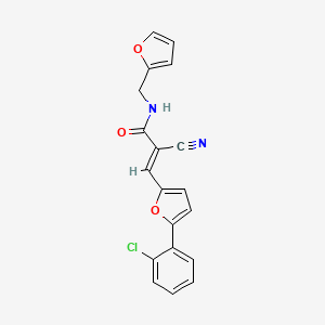 molecular formula C19H13ClN2O3 B2384233 (E)-3-(5-(2-chlorophenyl)furan-2-yl)-2-cyano-N-(furan-2-ylmethyl)acrylamide CAS No. 468073-06-5