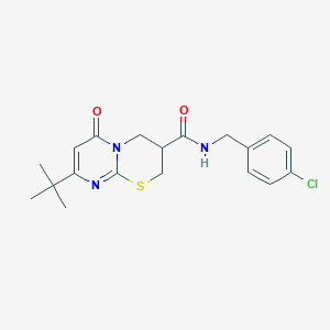 molecular formula C19H22ClN3O2S B2384235 8-(tert-butyl)-N-(4-chlorobenzyl)-6-oxo-2,3,4,6-tetrahydropyrimido[2,1-b][1,3]thiazine-3-carboxamide CAS No. 1421499-50-4
