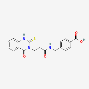 molecular formula C19H17N3O4S B2384237 4-({[3-(4-oxo-2-thioxo-1,4-dihydroquinazolin-3(2H)-yl)propanoyl]amino}methyl)benzoic acid CAS No. 451466-07-2