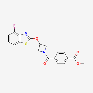molecular formula C19H15FN2O4S B2384240 Methyl 4-(3-((4-fluorobenzo[d]thiazol-2-yl)oxy)azetidine-1-carbonyl)benzoate CAS No. 1396861-64-5