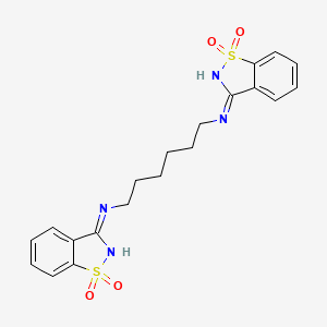 molecular formula C20H22N4O4S2 B2384244 N,N'-bis(1,1-dioxido-1,2-benzothiazol-3-yl)hexane-1,6-diamine CAS No. 7668-19-1