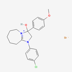 1-(4-chlorophenyl)-3-hydroxy-3-(4-methoxyphenyl)-3,5,6,7,8,9-hexahydro-2H-imidazo[1,2-a]azepin-1-ium bromide