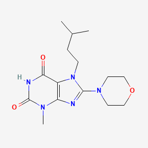 molecular formula C15H23N5O3 B2384316 3-Methyl-7-(3-methylbutyl)-8-morpholin-4-ylpurine-2,6-dione CAS No. 313530-76-6