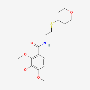 molecular formula C17H25NO5S B2384319 2,3,4-三甲氧基-N-(2-((四氢-2H-吡喃-4-基)硫代)乙基)苯甲酰胺 CAS No. 1795305-57-5