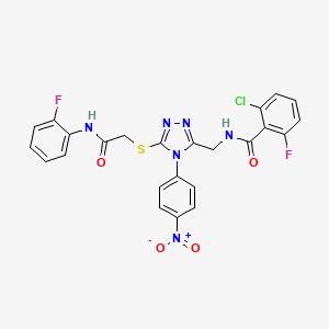 2-chloro-6-fluoro-N-[[5-[2-(2-fluoroanilino)-2-oxoethyl]sulfanyl-4-(4-nitrophenyl)-1,2,4-triazol-3-yl]methyl]benzamide