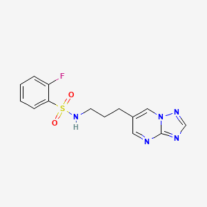 N-(3-([1,2,4]triazolo[1,5-a]pyrimidin-6-yl)propyl)-2-fluorobenzenesulfonamide