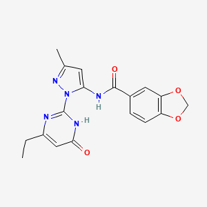 N-(1-(4-ethyl-6-oxo-1,6-dihydropyrimidin-2-yl)-3-methyl-1H-pyrazol-5-yl)benzo[d][1,3]dioxole-5-carboxamide
