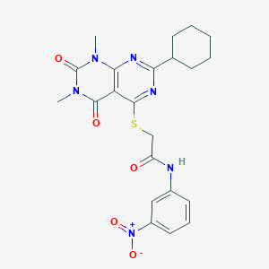 2-((2-cyclohexyl-6,8-dimethyl-5,7-dioxo-5,6,7,8-tetrahydropyrimido[4,5-d]pyrimidin-4-yl)thio)-N-(3-nitrophenyl)acetamide
