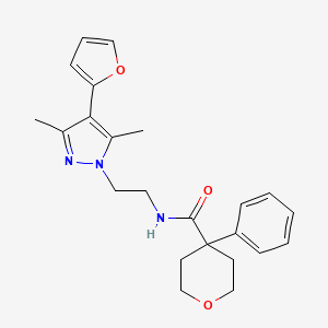N-(2-(4-(furan-2-yl)-3,5-dimethyl-1H-pyrazol-1-yl)ethyl)-4-phenyltetrahydro-2H-pyran-4-carboxamide