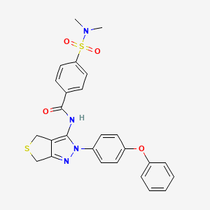 molecular formula C26H24N4O4S2 B2384382 4-(dimethylsulfamoyl)-N-[2-(4-phenoxyphenyl)-4,6-dihydrothieno[3,4-c]pyrazol-3-yl]benzamide CAS No. 361172-44-3