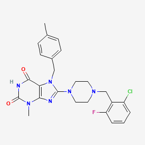 8-{4-[(6-Chloro-2-fluorophenyl)methyl]piperazinyl}-3-methyl-7-[(4-methylphenyl)methyl]-1,3,7-trihydropurine-2,6-dione
