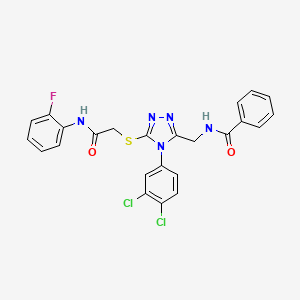 molecular formula C24H18Cl2FN5O2S B2384386 N-((4-(3,4-dichlorophenyl)-5-((2-((2-fluorophenyl)amino)-2-oxoethyl)thio)-4H-1,2,4-triazol-3-yl)methyl)benzamide CAS No. 391897-44-2