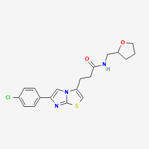 molecular formula C19H20ClN3O2S B2384390 3-(6-(4-chlorophenyl)imidazo[2,1-b]thiazol-3-yl)-N-((tetrahydrofuran-2-yl)methyl)propanamide CAS No. 1040646-30-7