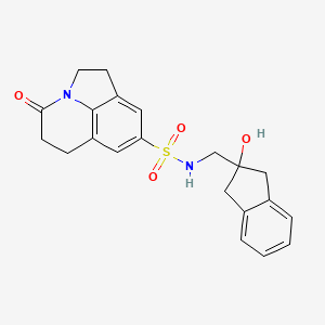molecular formula C21H22N2O4S B2384393 N-((2-hydroxy-2,3-dihydro-1H-inden-2-yl)methyl)-4-oxo-2,4,5,6-tetrahydro-1H-pyrrolo[3,2,1-ij]quinoline-8-sulfonamide CAS No. 2034528-53-3