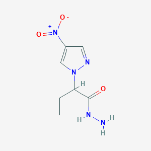 molecular formula C7H11N5O3 B2384395 2-(4-nitro-1H-pyrazol-1-yl)butanehydrazide CAS No. 1005668-69-8
